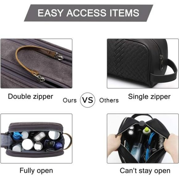 Mens canvas toiletry bag dopp kit travel shaving organizer waterproof grooming c - Picture 5 of 7